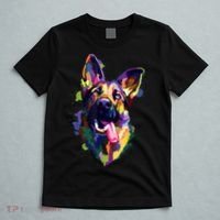 German Shepherd Dog Face Watercolor Colorful Pop Splash Art T-Shirt thumb 5