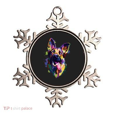 German Shepherd Dog Face Watercolor Colorful Pop Splash Art Ornament