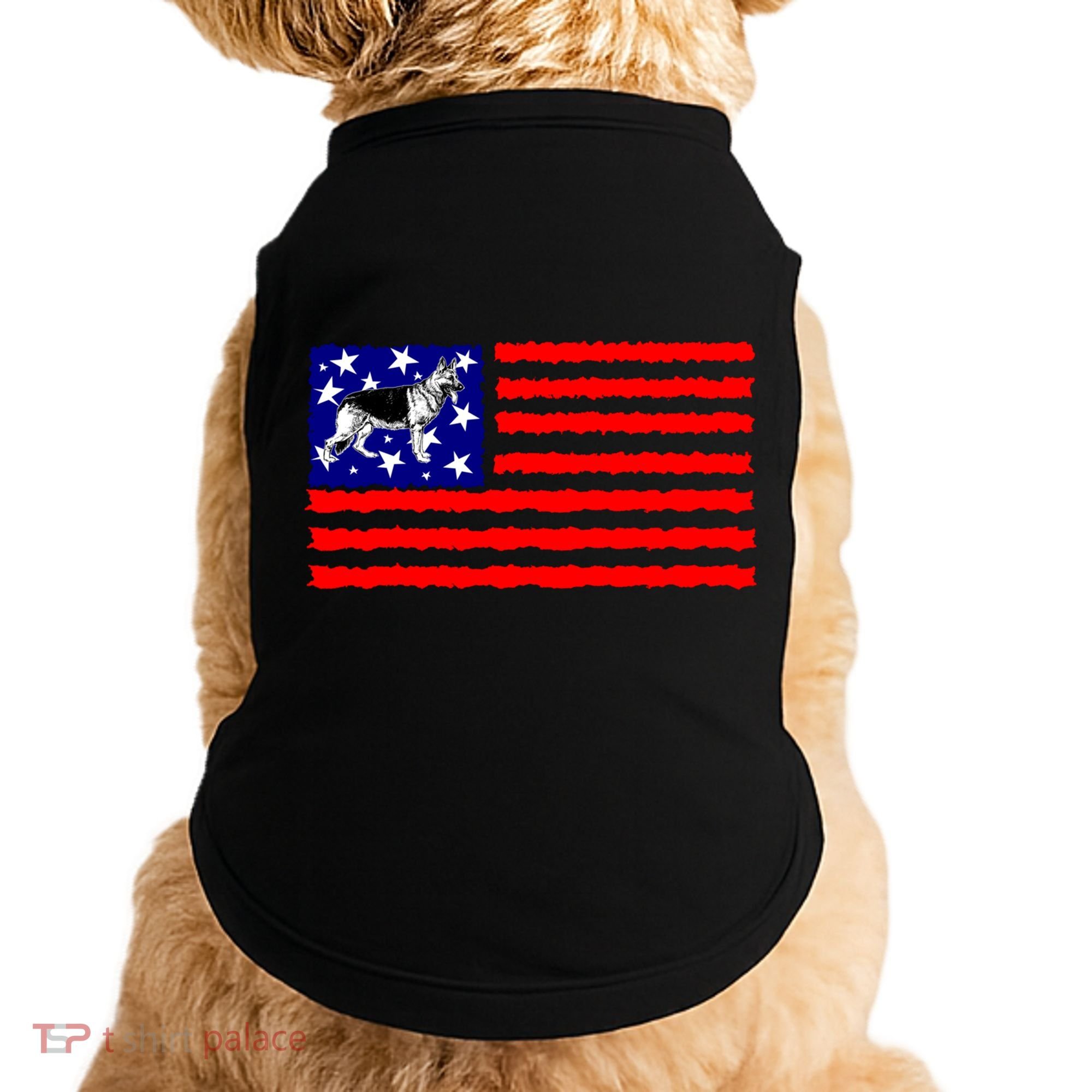 German Shepherd Dog Patriotic American Flag Gift Doggie Tank