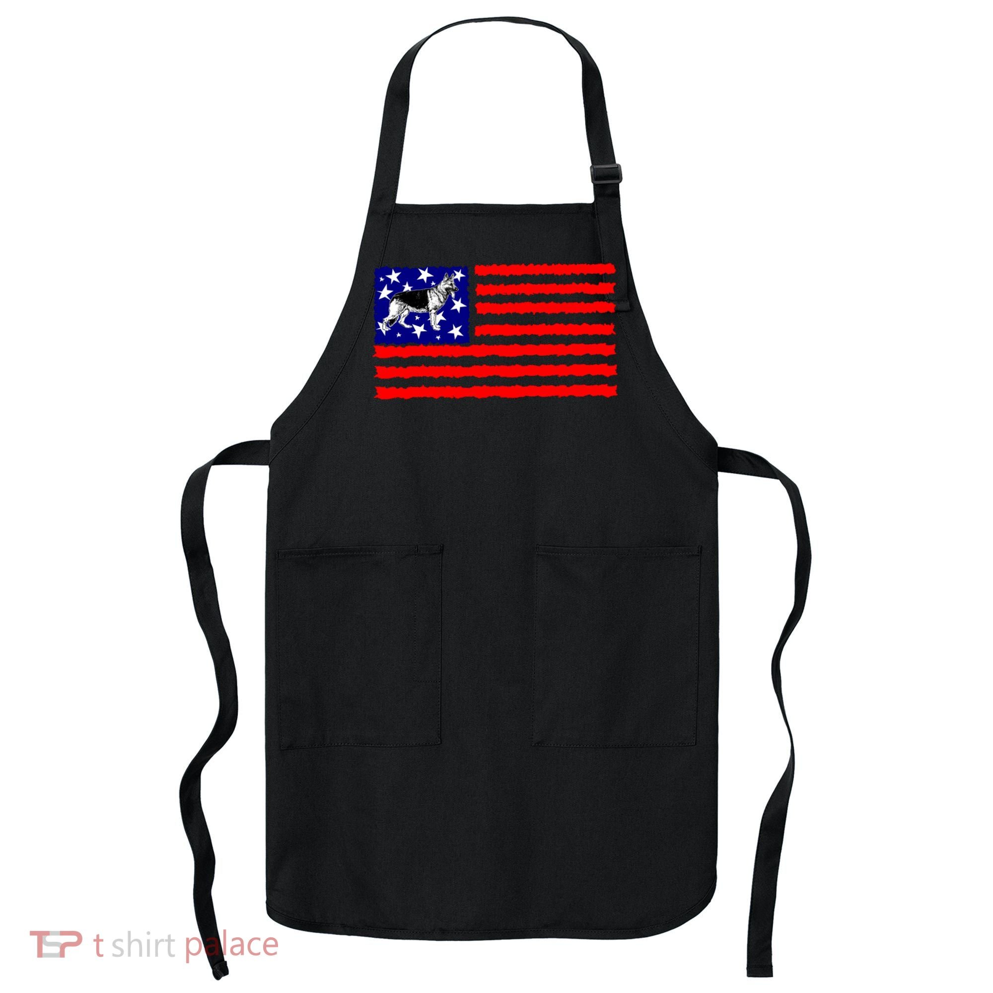 German Shepherd Dog Patriotic American Flag Gift Apron