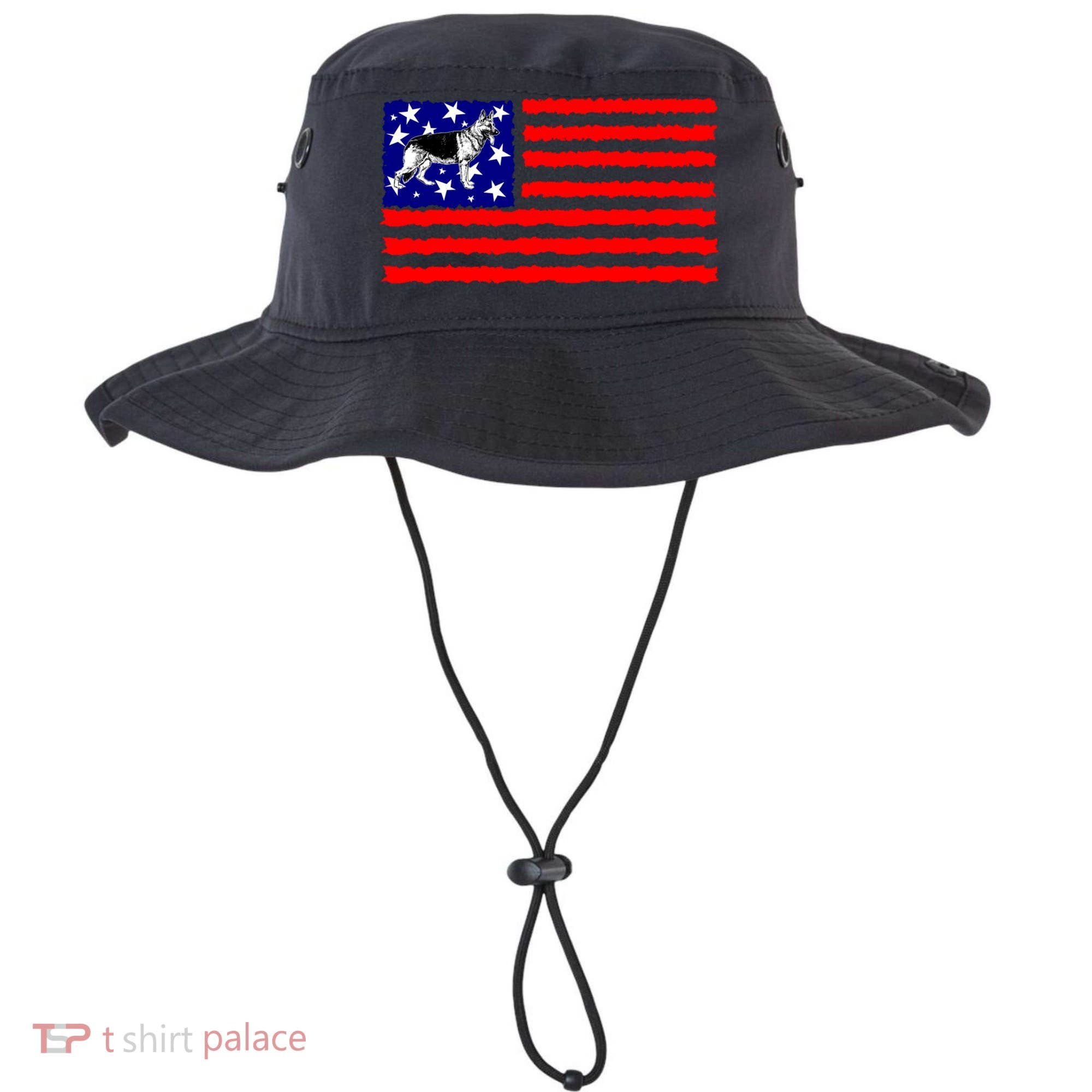 German Shepherd Dog Patriotic American Flag Gift Bucket Hat
