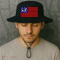 German Shepherd Dog Patriotic American Flag Gift Bucket Hat thumb 2