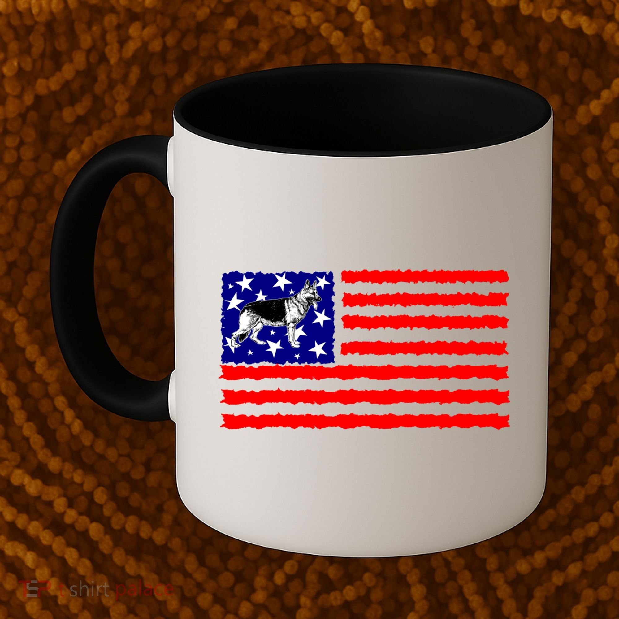 German Shepherd Dog Patriotic American Flag Gift Coffee Mug