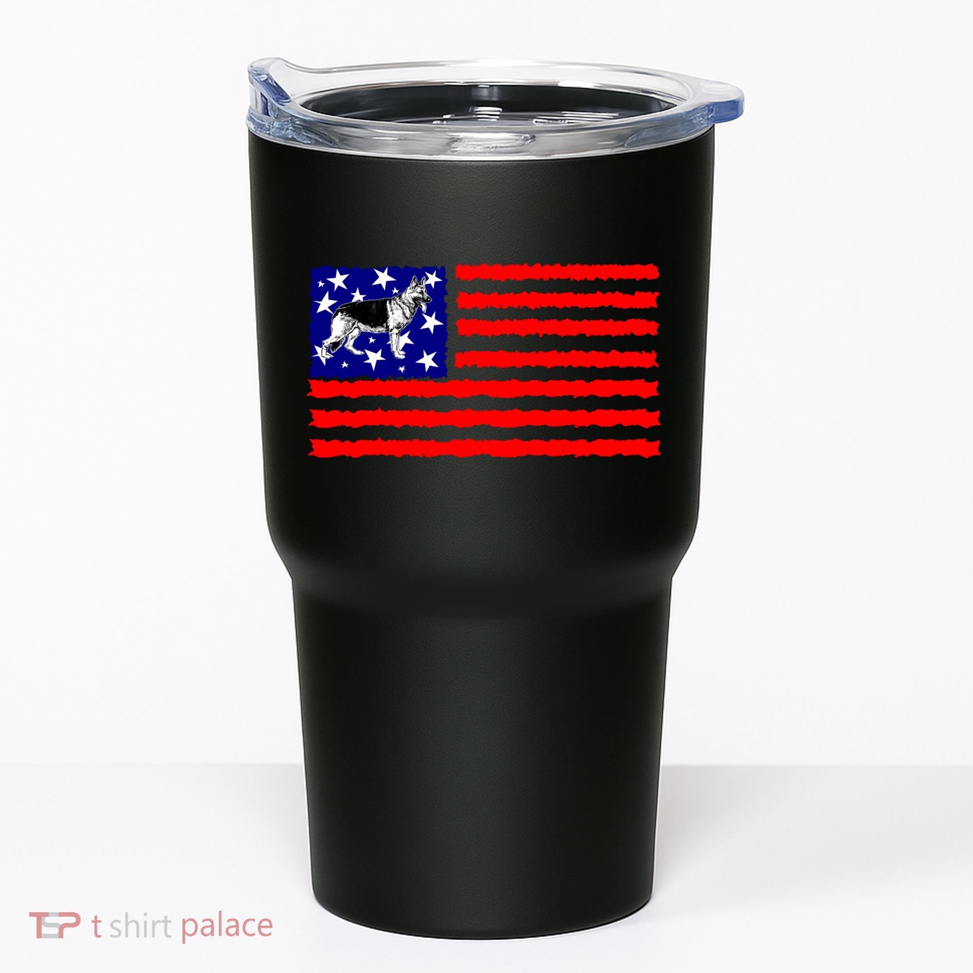 German Shepherd Dog Patriotic American Flag Gift Tumbler