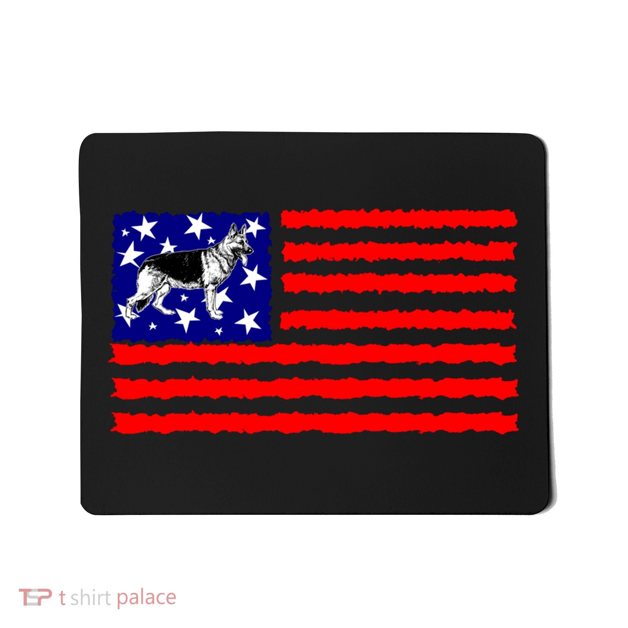 German Shepherd Dog Patriotic American Flag Gift Mousepad