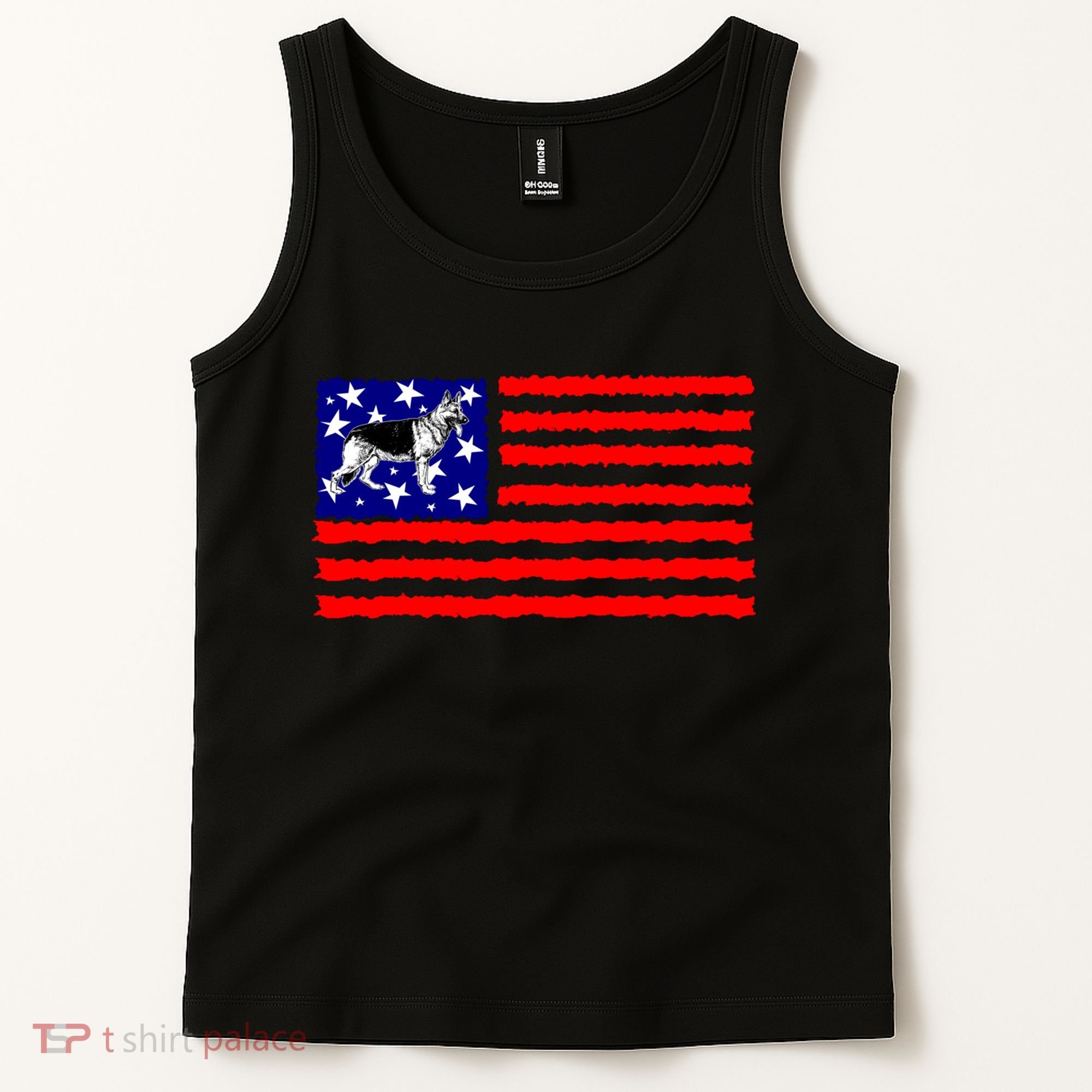 German Shepherd Dog Patriotic American Flag Gift Tank Top