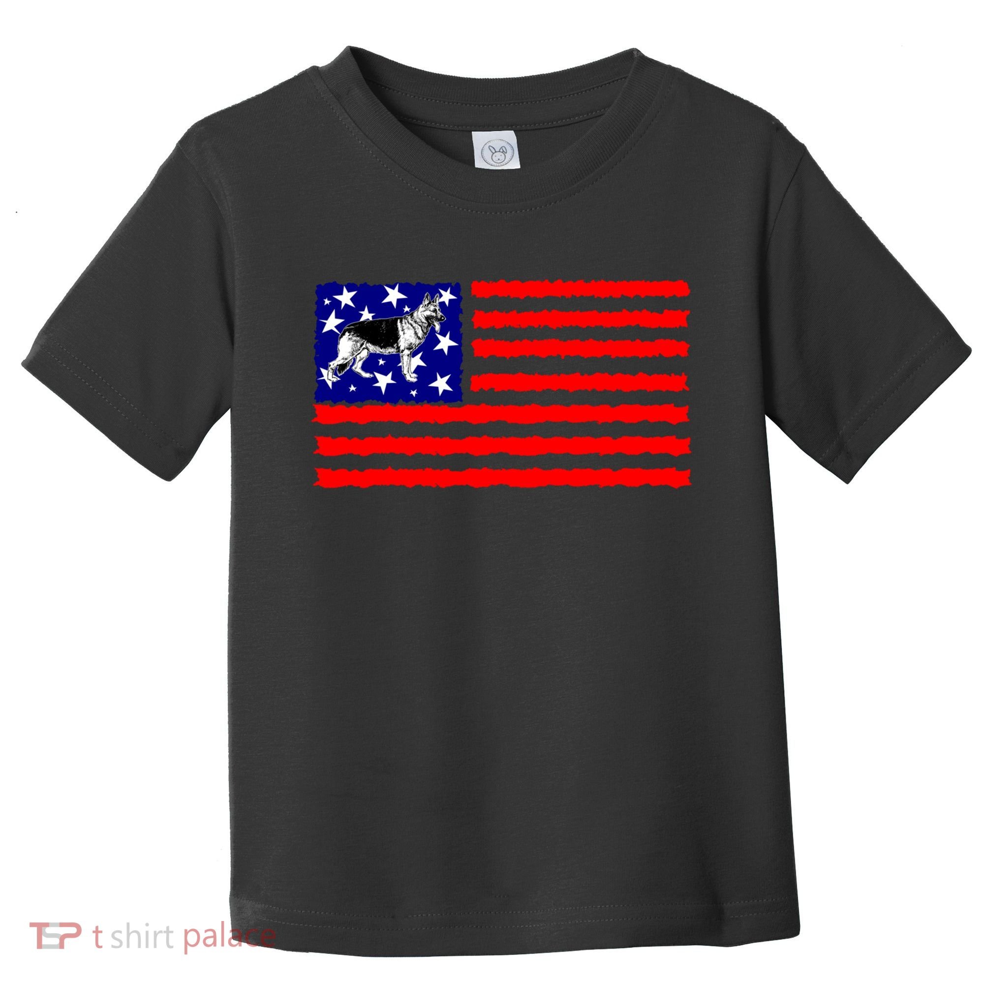 German Shepherd Dog Patriotic American Flag Gift Toddler T-Shirt