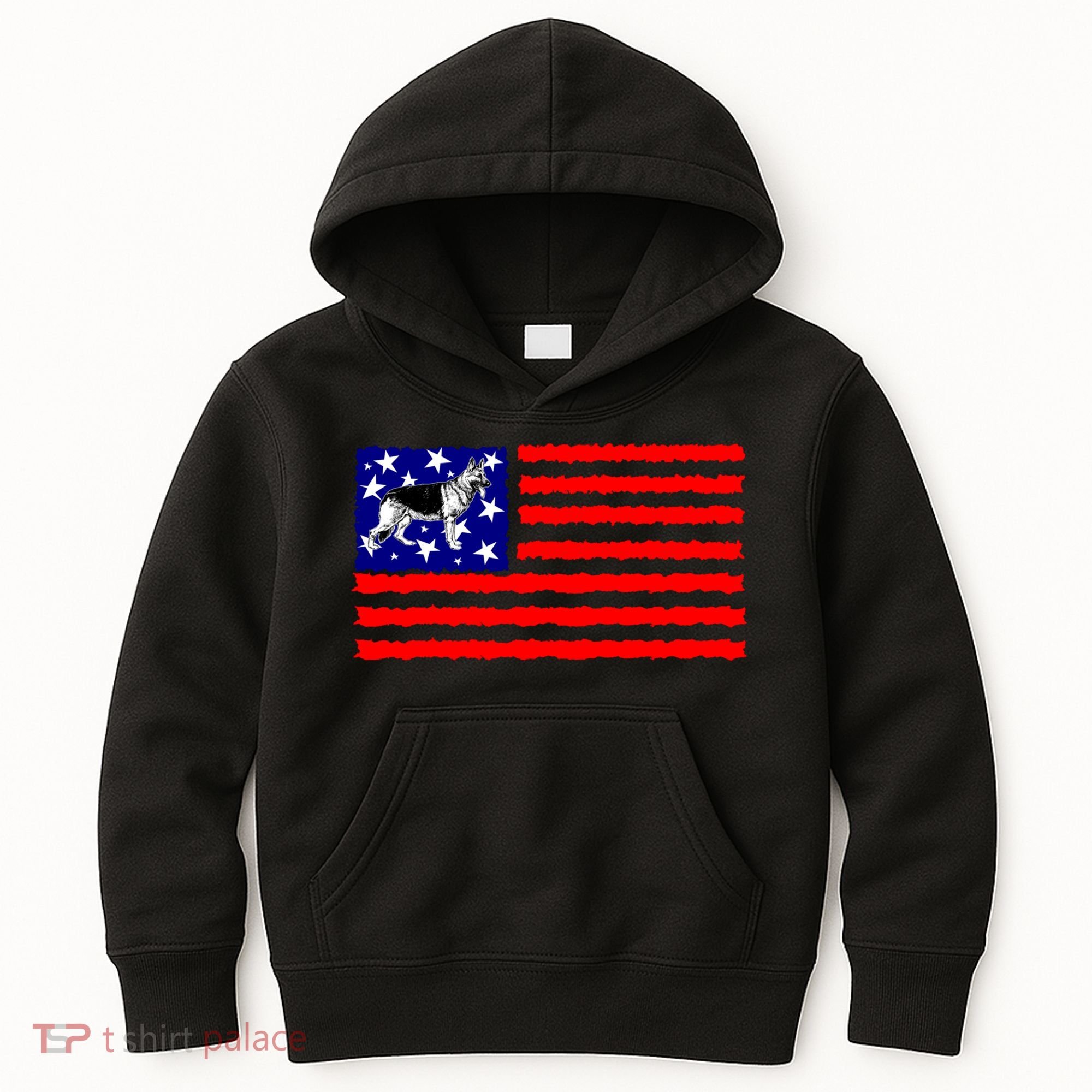 German Shepherd Dog Patriotic American Flag Gift Kids Hoodie
