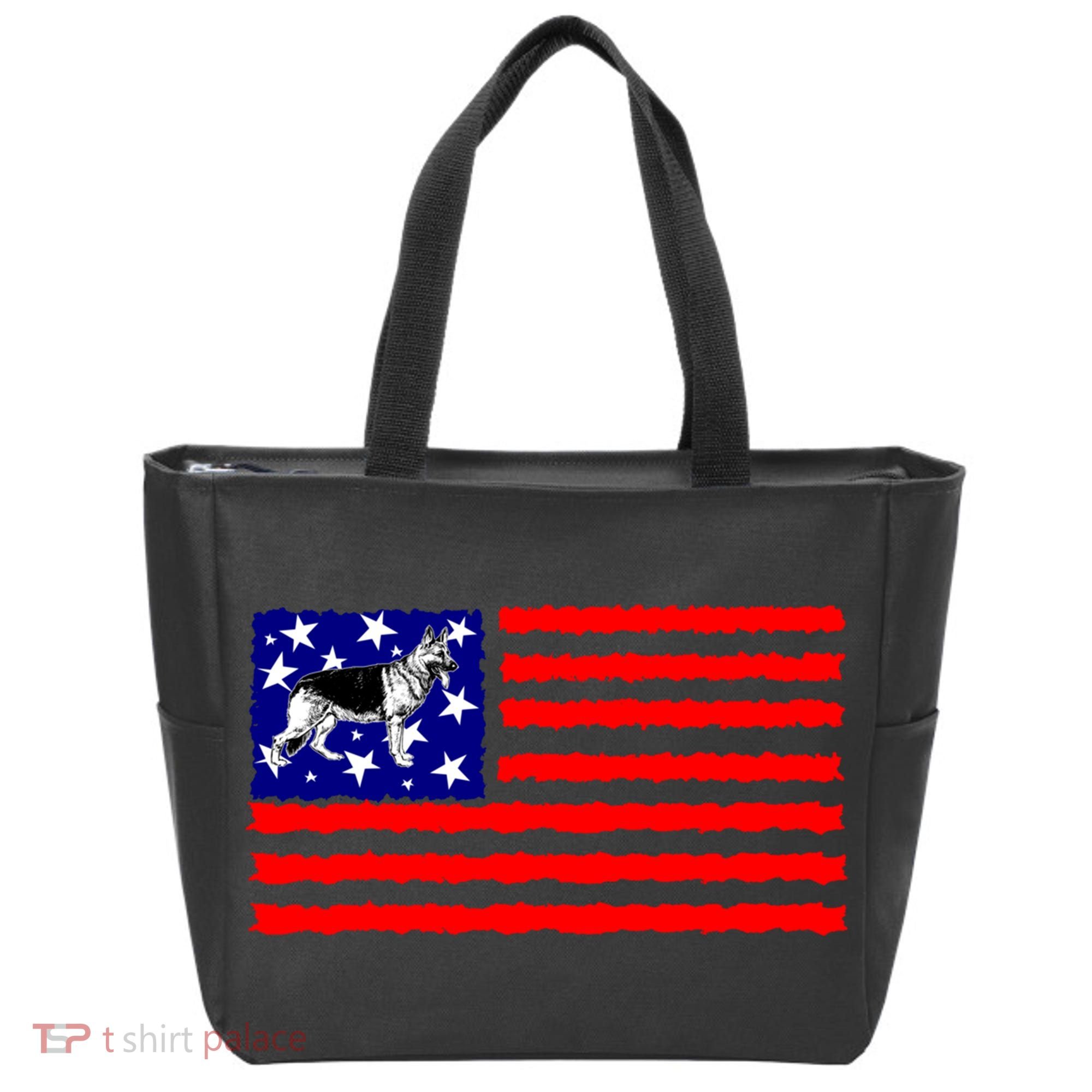 German Shepherd Dog Patriotic American Flag Gift Tote Bag