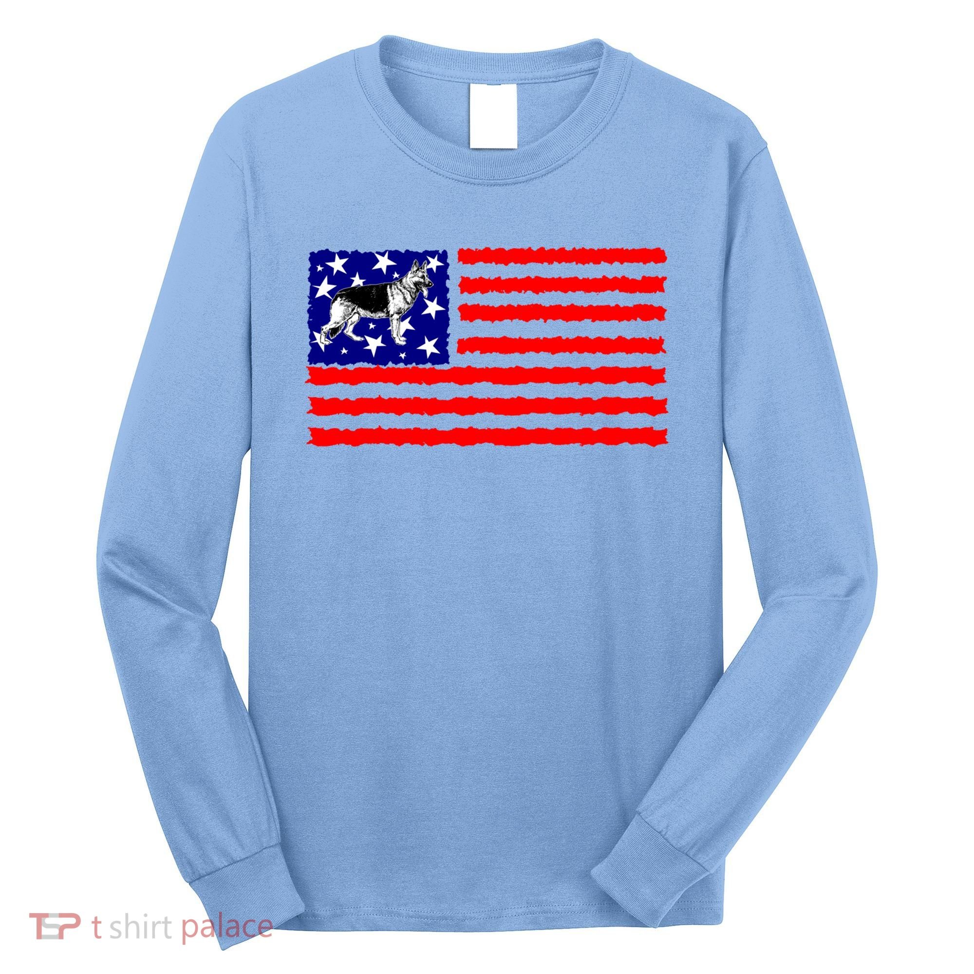 German Shepherd Dog Patriotic American Flag Gift Long Sleeve Shirt