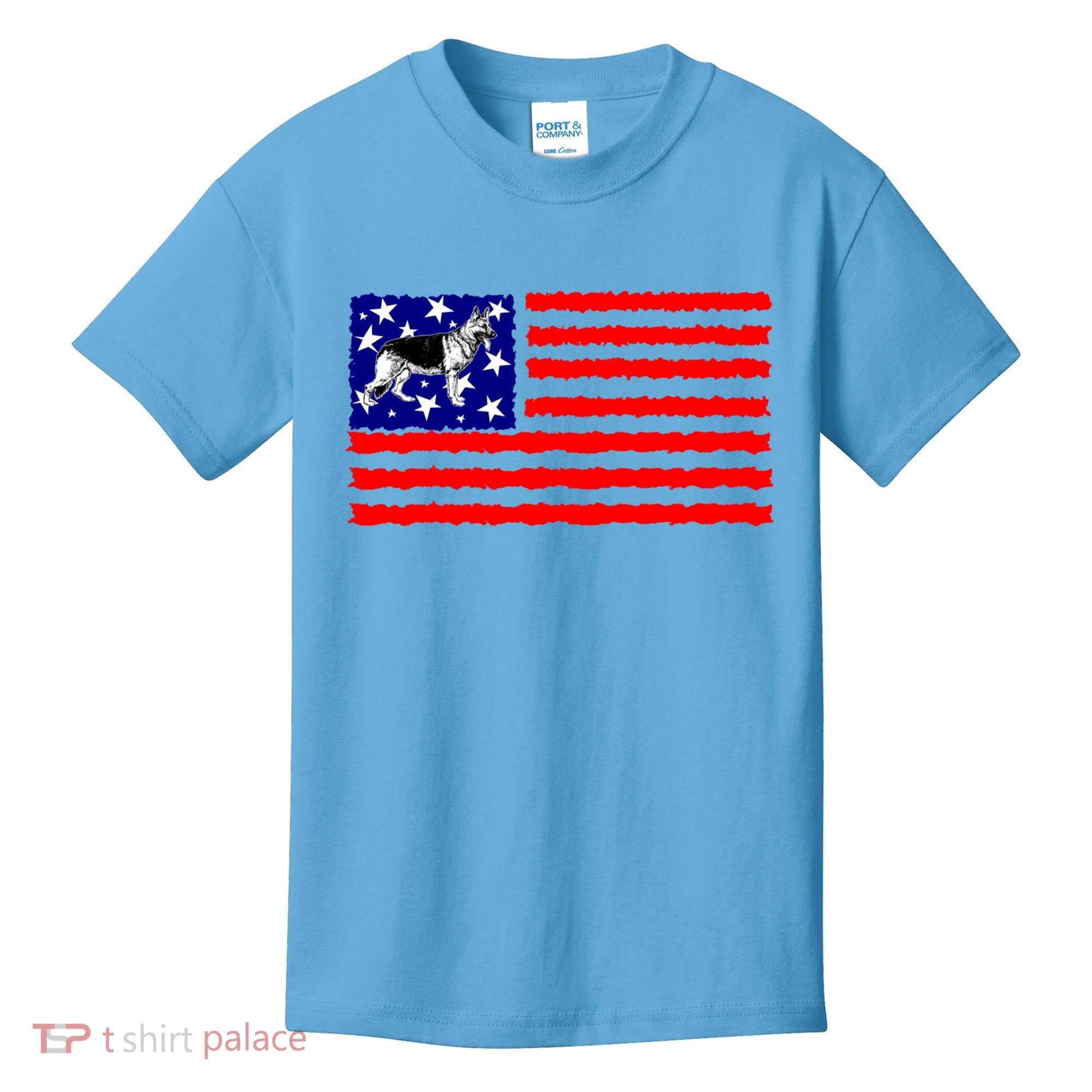 German Shepherd Dog Patriotic American Flag Gift Kids T-Shirt
