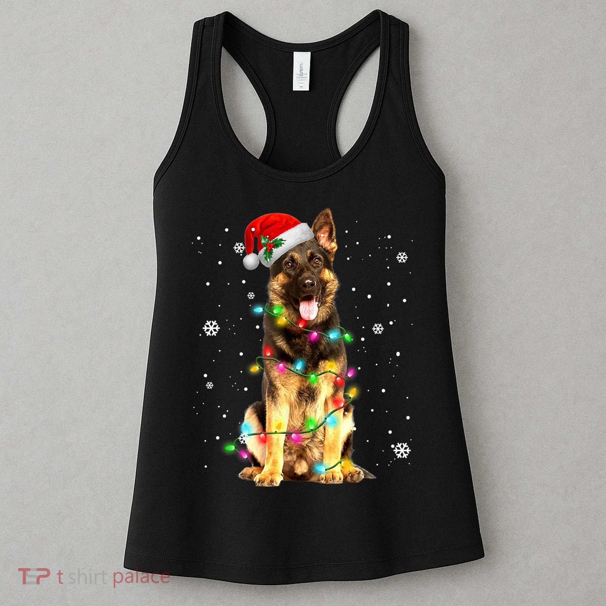 German Shepherd Dog Tree Christmas Sweater Xmas Dogs Gifts TShirt Women's Tank Top
