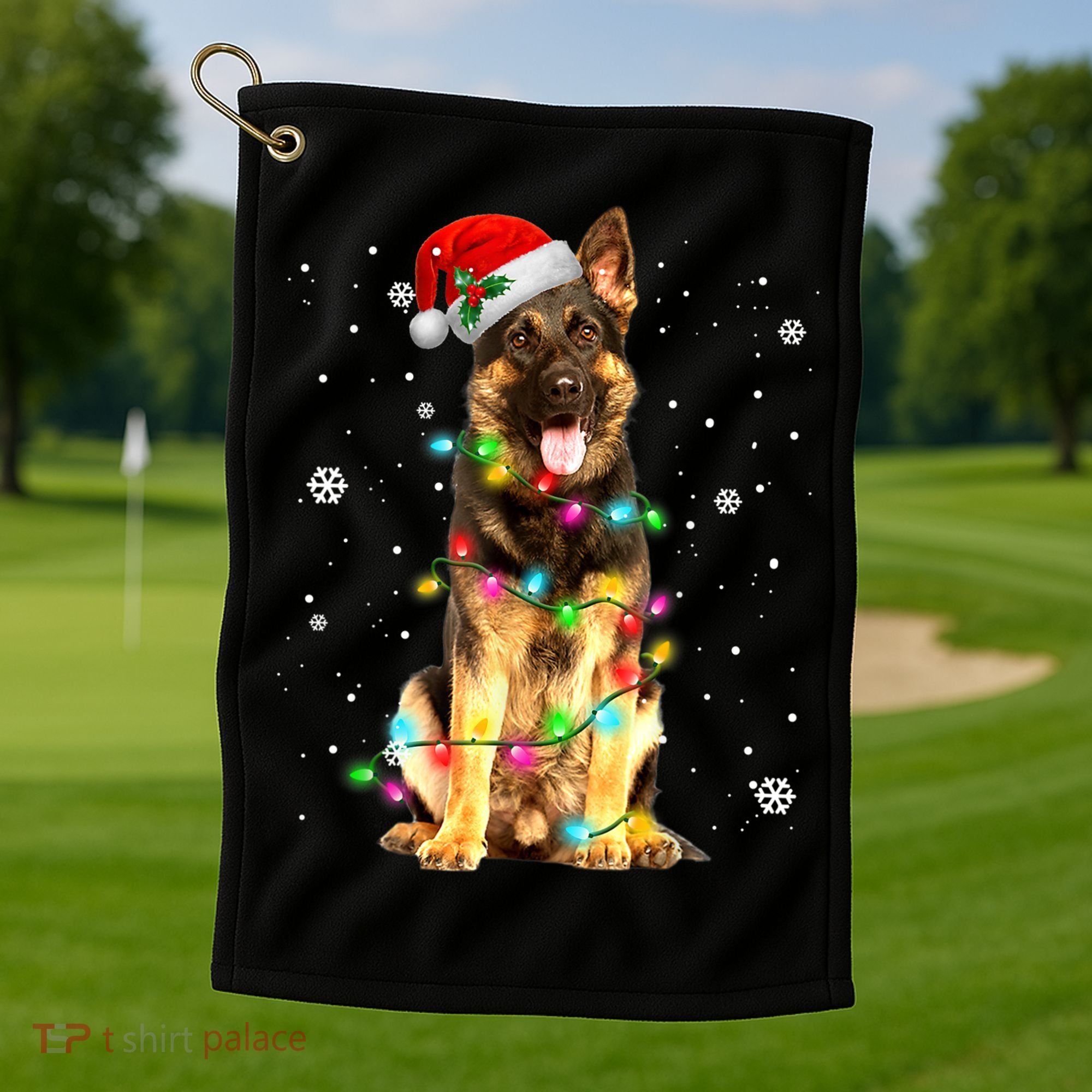 German Shepherd Dog Tree Christmas Sweater Xmas Dogs Gifts TShirt Golf Towel