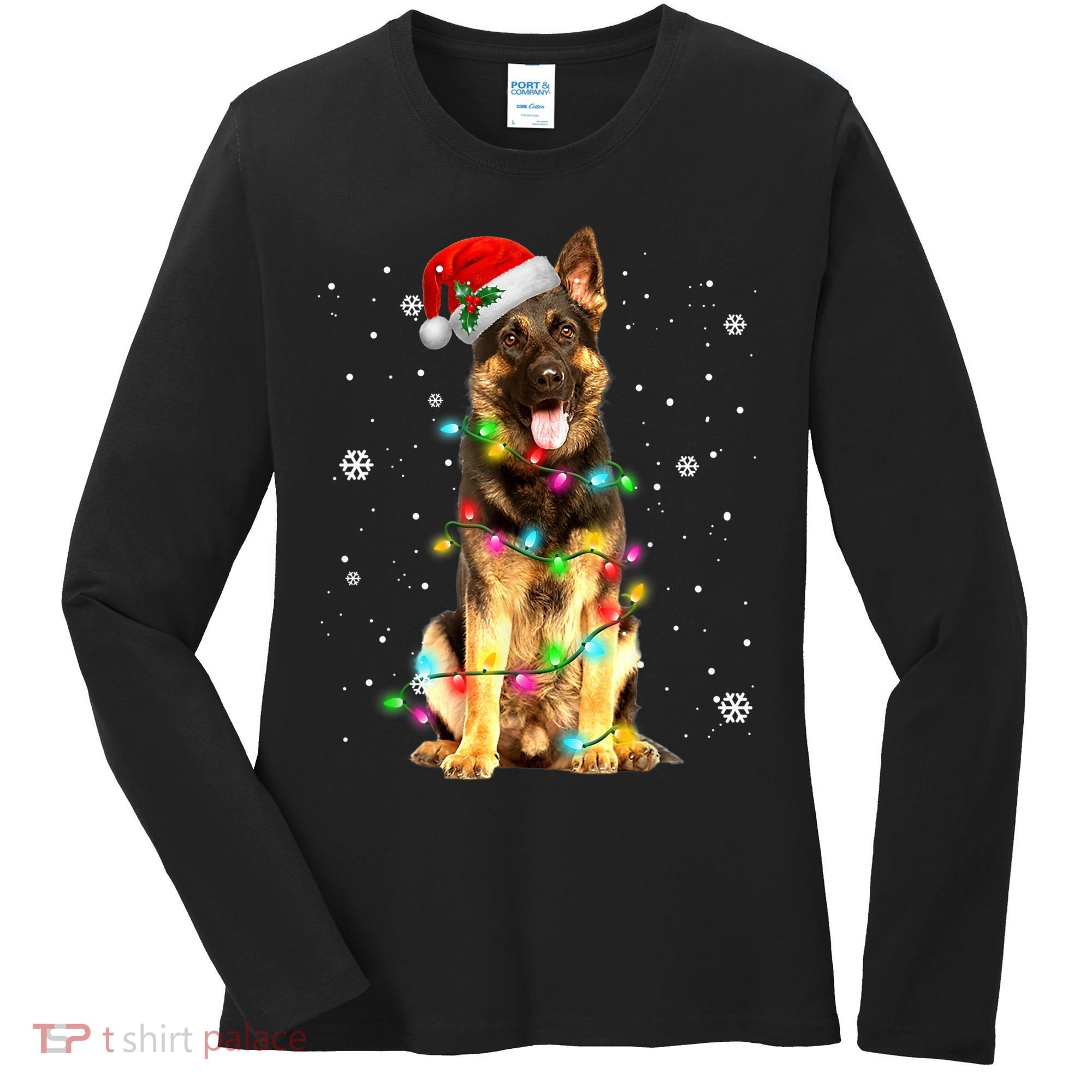 German Shepherd Dog Tree Christmas Sweater Xmas Dogs Gifts TShirt Women's Long Sleeve Shirt