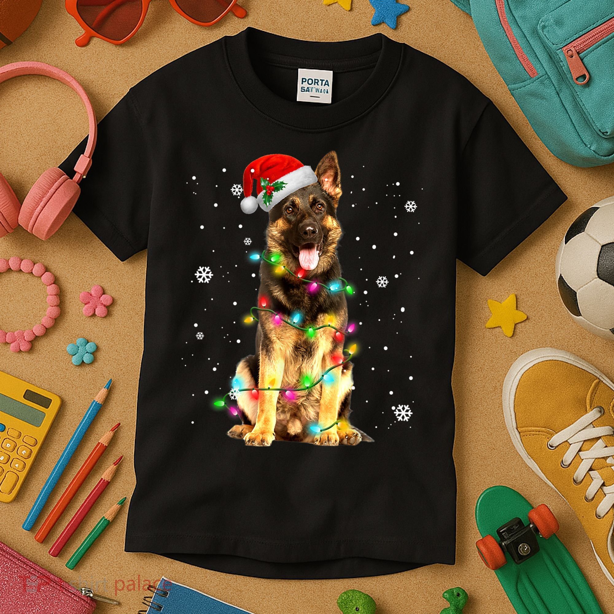 German Shepherd Dog Tree Christmas Sweater Xmas Dogs Gifts TShirt Kids T-Shirt