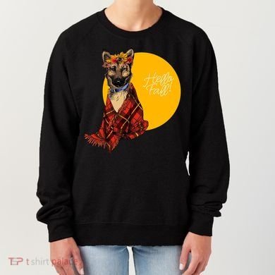 German Shepherd Dog Autumn leaves Blanket Hello Fall Women's Sweatshirt