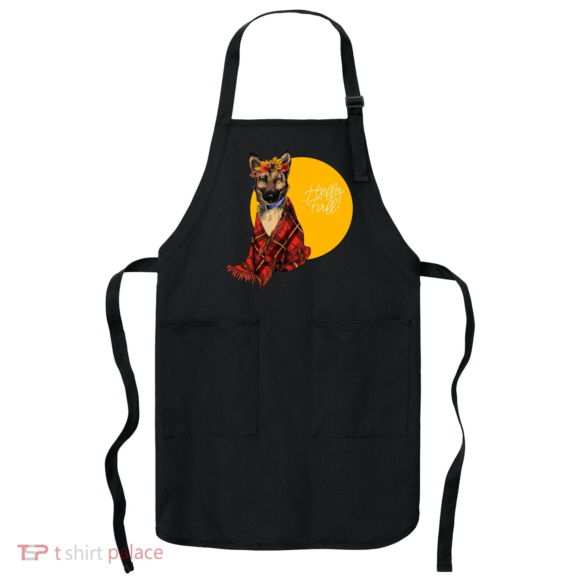 German Shepherd Dog Autumn leaves Blanket Hello Fall Apron