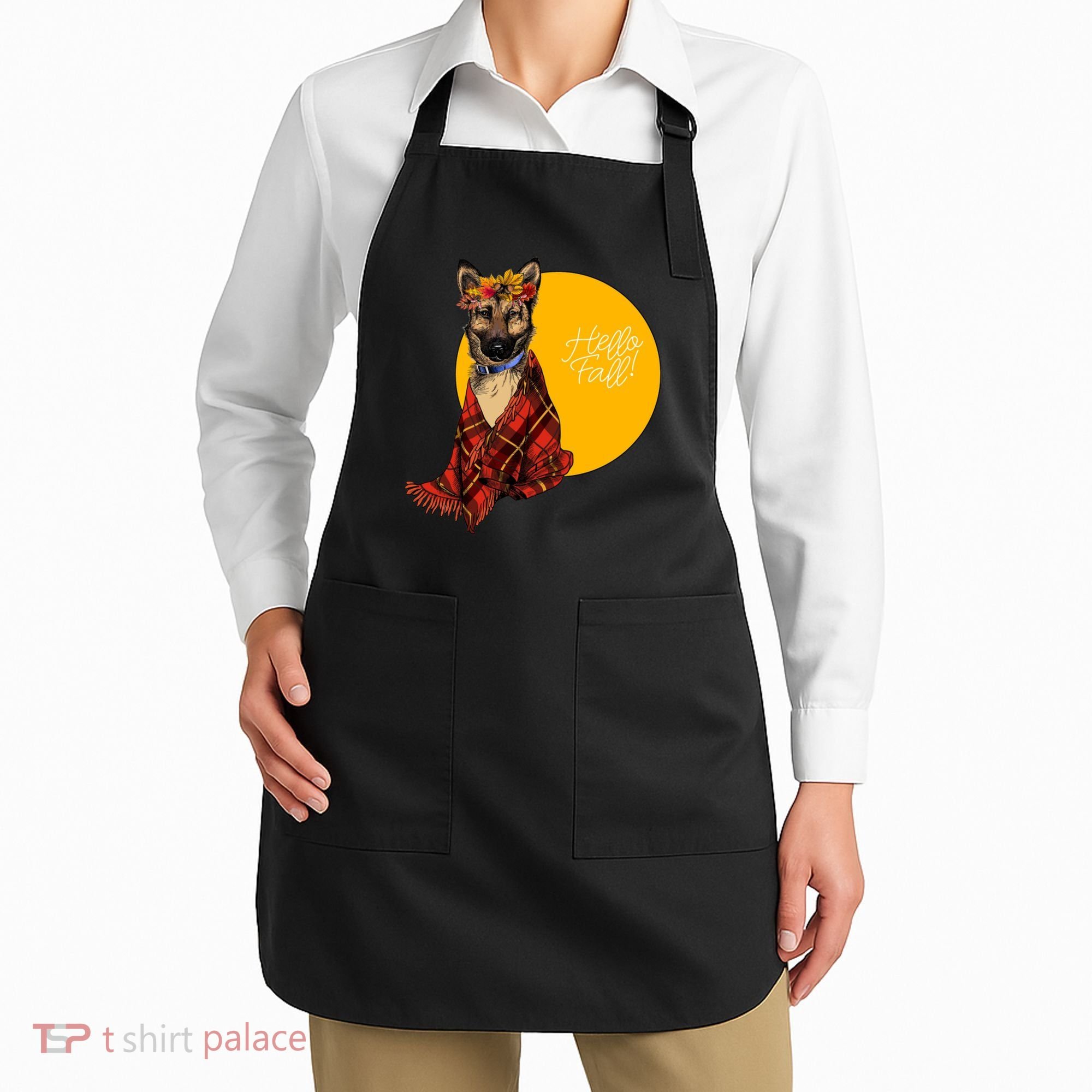 German Shepherd Dog Autumn leaves Blanket Hello Fall Apron