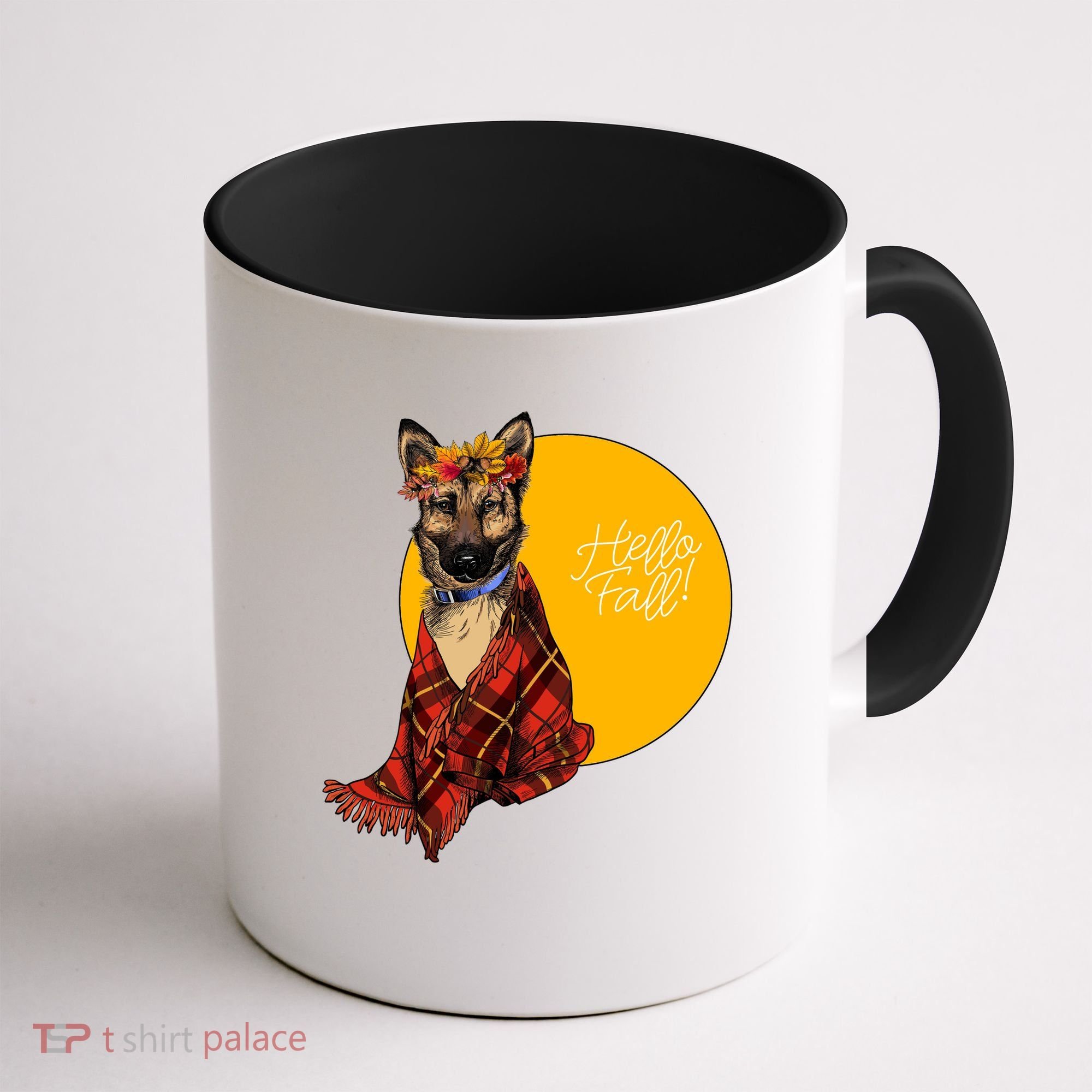 German Shepherd Dog Autumn leaves Blanket Hello Fall Coffee Mug