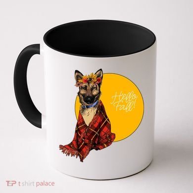 German Shepherd Dog Autumn leaves Blanket Hello Fall Coffee Mug