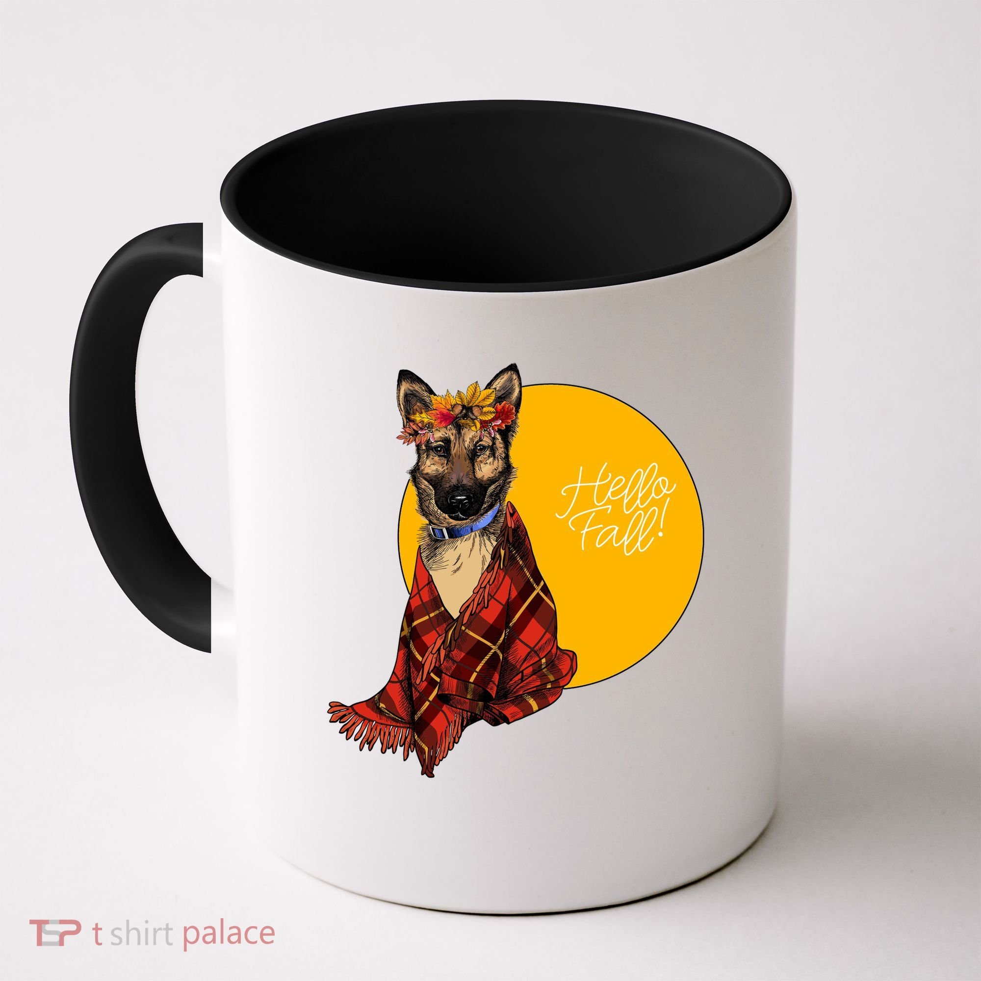 German Shepherd Dog Autumn leaves Blanket Hello Fall Coffee Mug