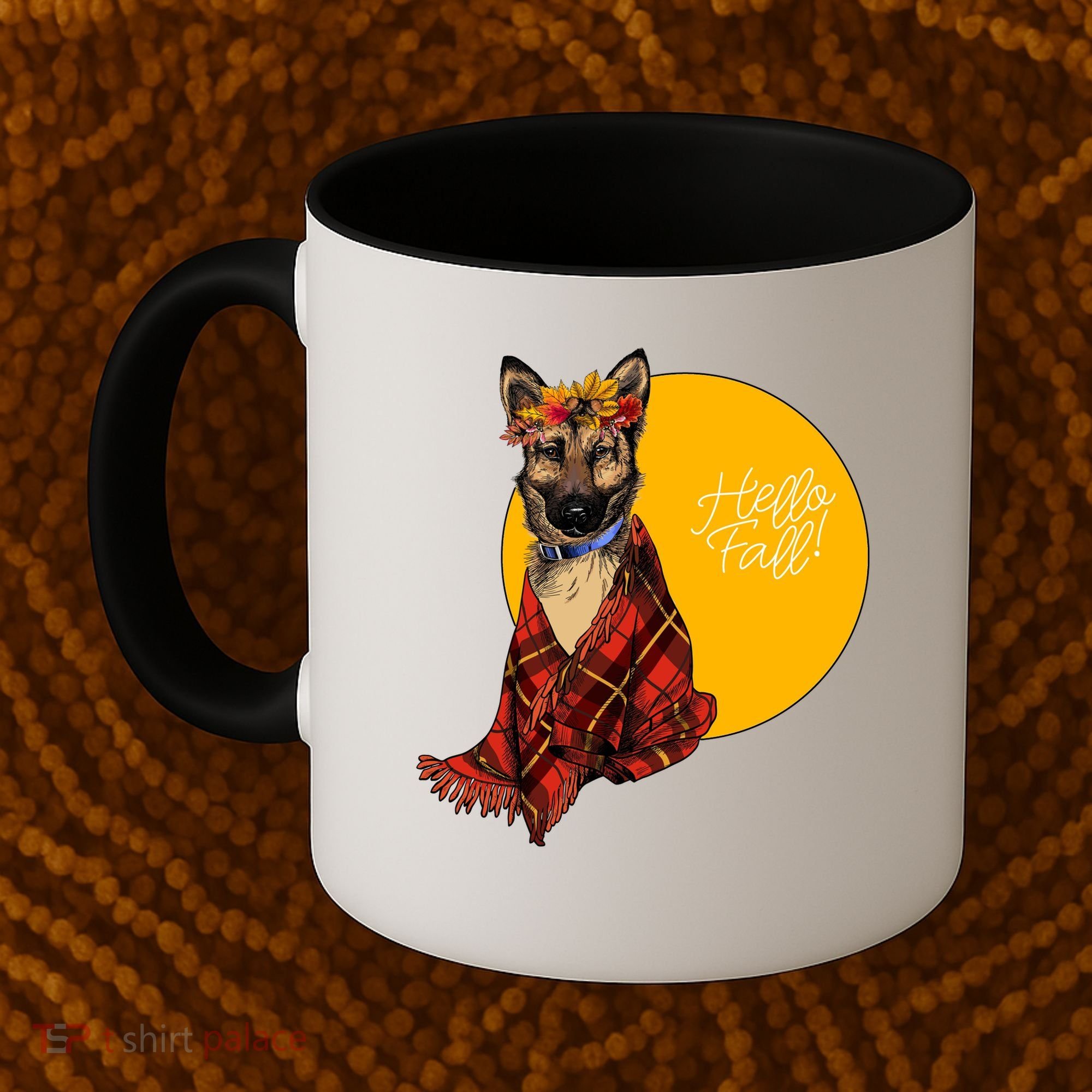German Shepherd Dog Autumn leaves Blanket Hello Fall Coffee Mug
