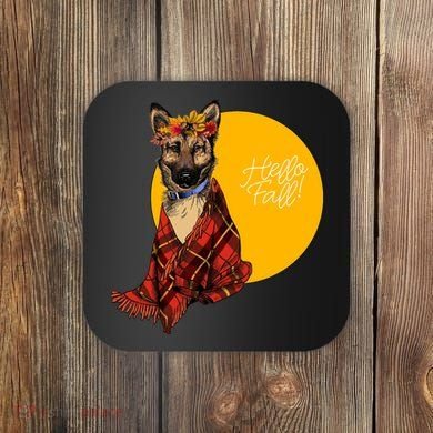 German Shepherd Dog Autumn leaves Blanket Hello Fall Coaster