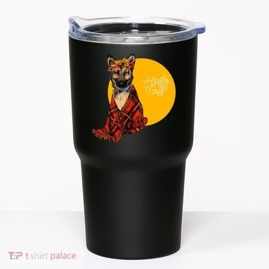 German Shepherd Dog Autumn leaves Blanket Hello Fall Tumbler