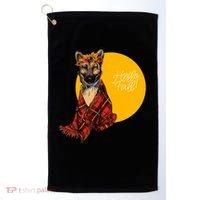German Shepherd Dog Autumn leaves Blanket Hello Fall Golf Towel thumb 0
