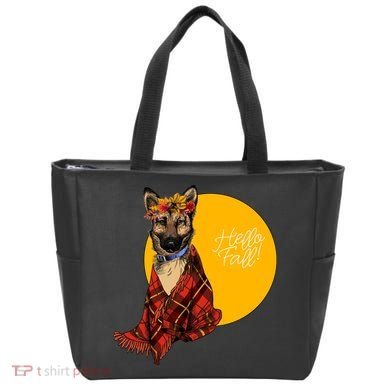 German Shepherd Dog Autumn leaves Blanket Hello Fall Tote Bag
