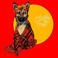 German Shepherd Dog Autumn leaves Blanket Hello Fall Santa Hat thumb 1
