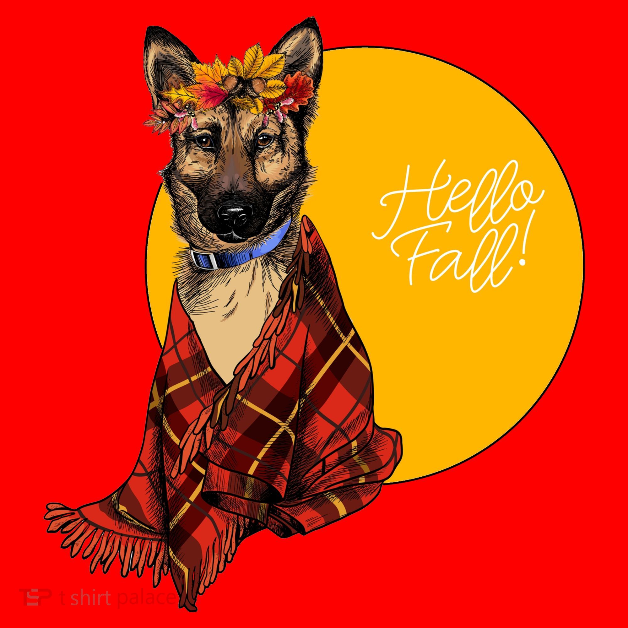 German Shepherd Dog Autumn leaves Blanket Hello Fall Santa Hat
