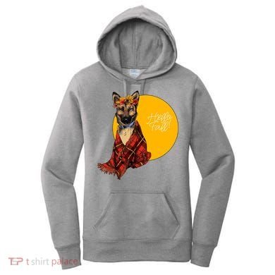 German Shepherd Dog Autumn leaves Blanket Hello Fall Women's Hoodie