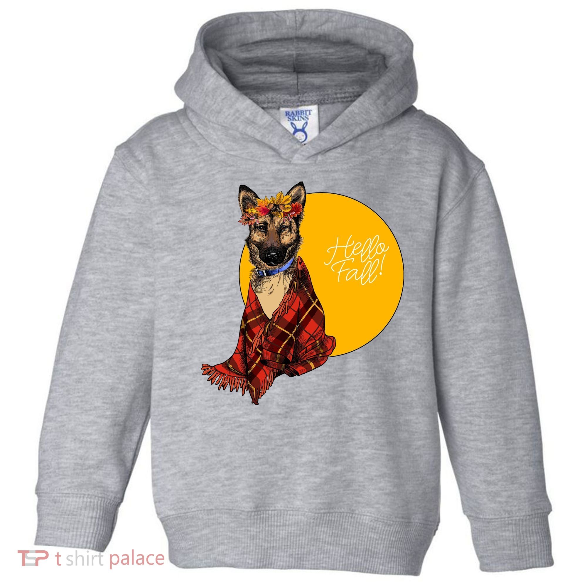 German Shepherd Dog Autumn leaves Blanket Hello Fall Toddler Hoodie