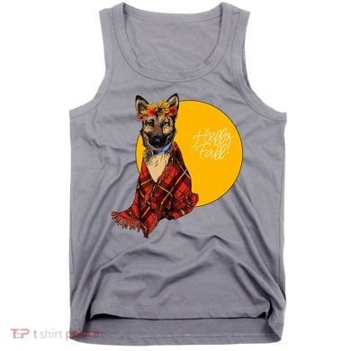 German Shepherd Dog Autumn leaves Blanket Hello Fall Tank Top