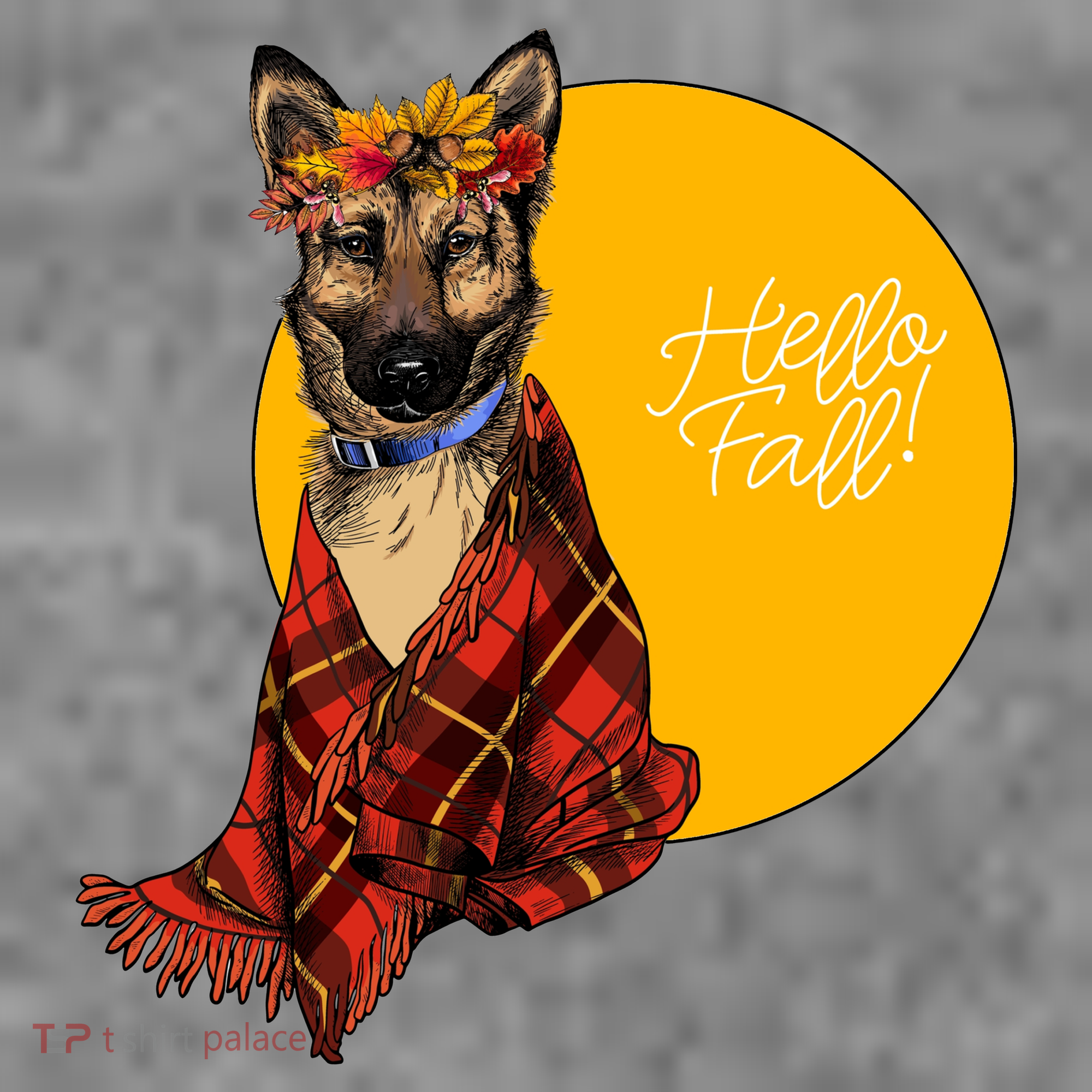 German Shepherd Dog Autumn leaves Blanket Hello Fall Tank Top