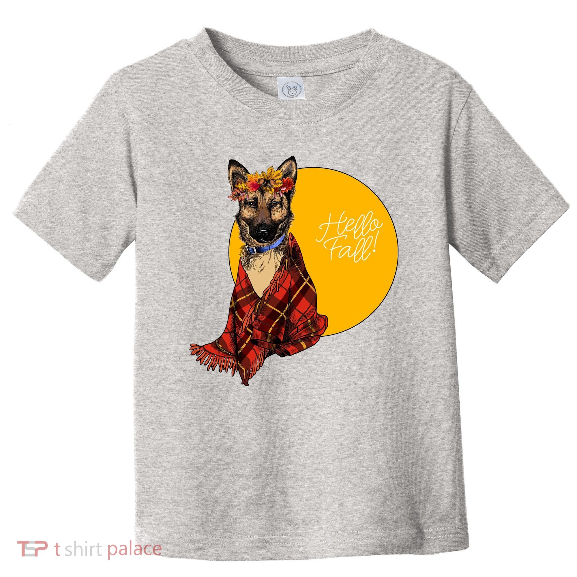 German Shepherd Dog Autumn leaves Blanket Hello Fall Toddler T-Shirt