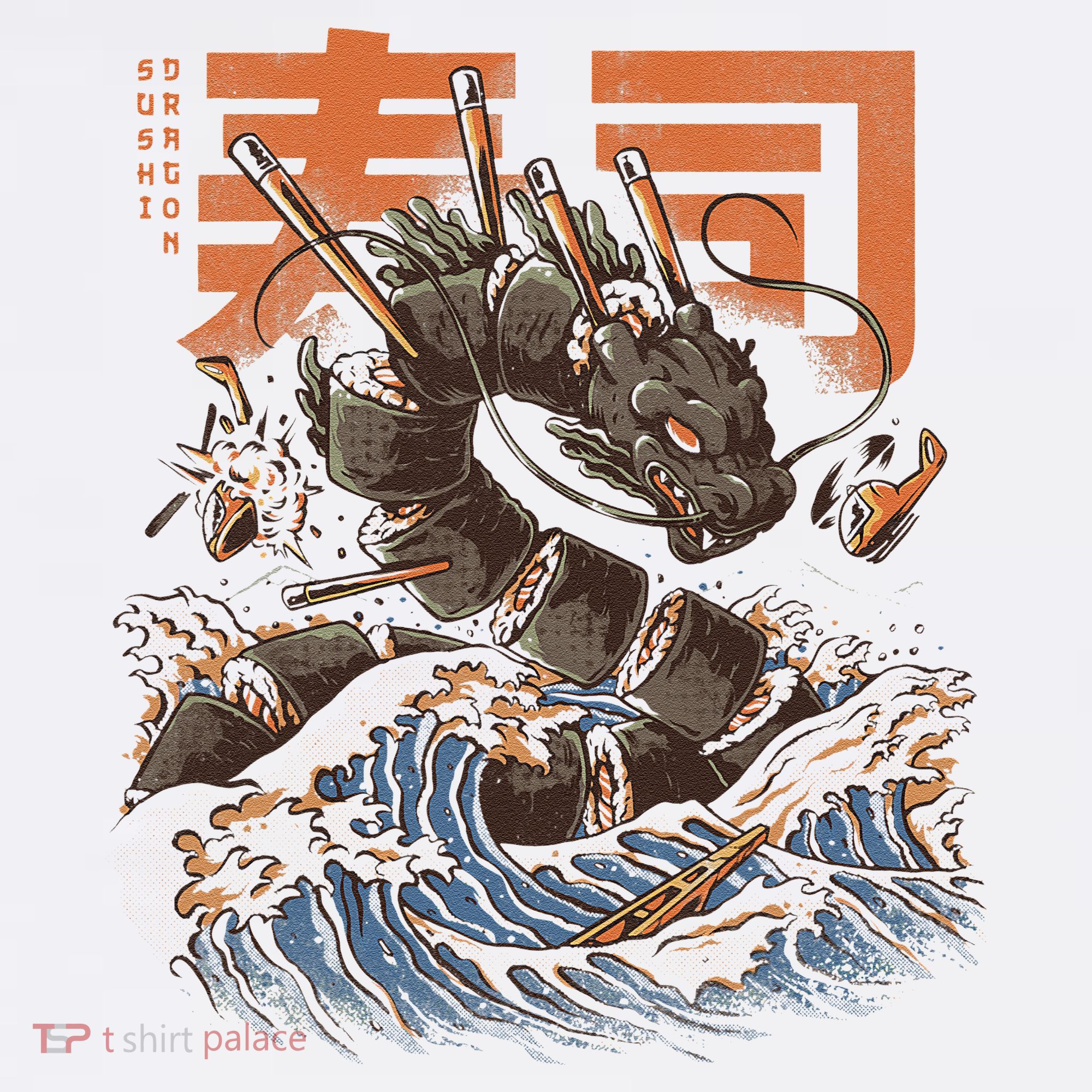 Great Sushi Dragon Japanese Food Kawaii Dragon Anime Sushi T-Shirt