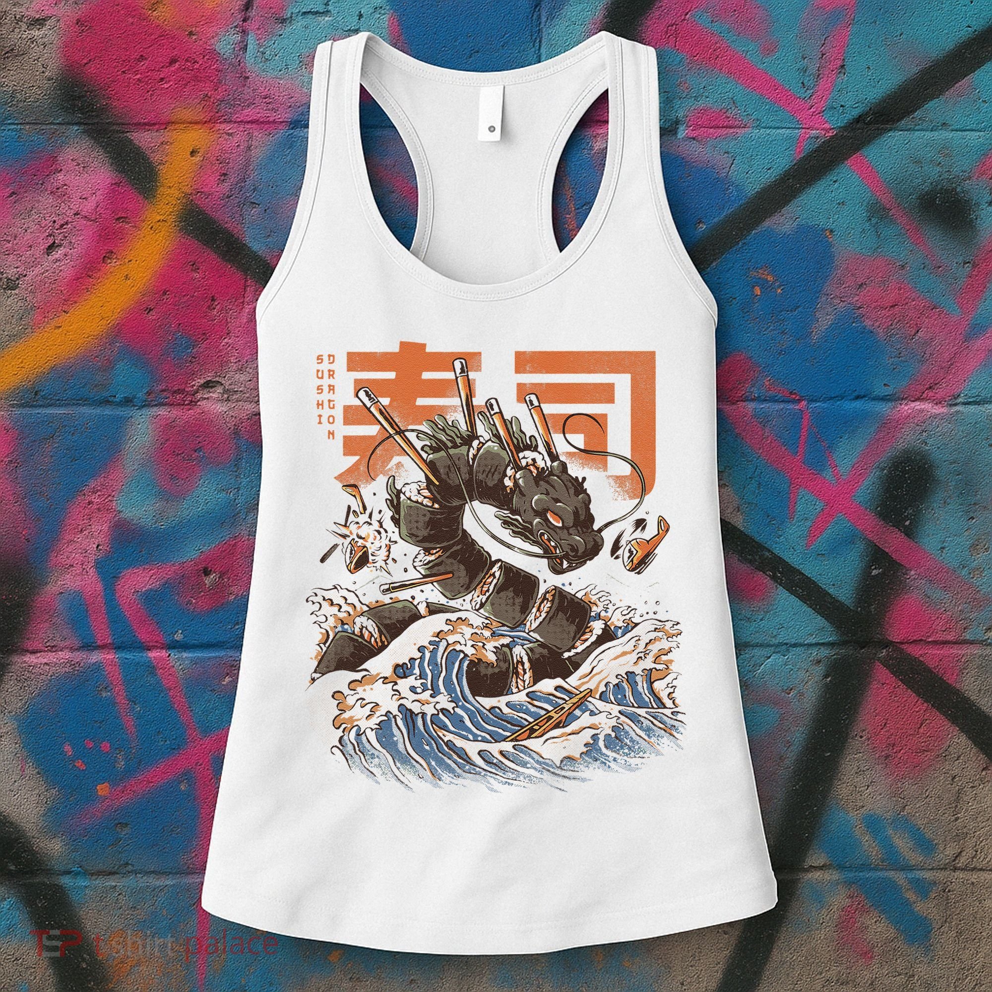 Great Sushi Dragon Japanese Food Kawaii Dragon Anime Sushi Women's Tank Top