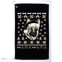 Ger Shepherd Dog Ugly Christmas Sweater Xmas Golf Towel thumb 0
