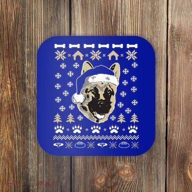 Ger Shepherd Dog Ugly Christmas Sweater Xmas Coaster