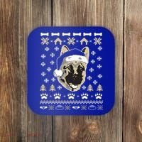 Ger Shepherd Dog Ugly Christmas Sweater Xmas Coaster thumb 0
