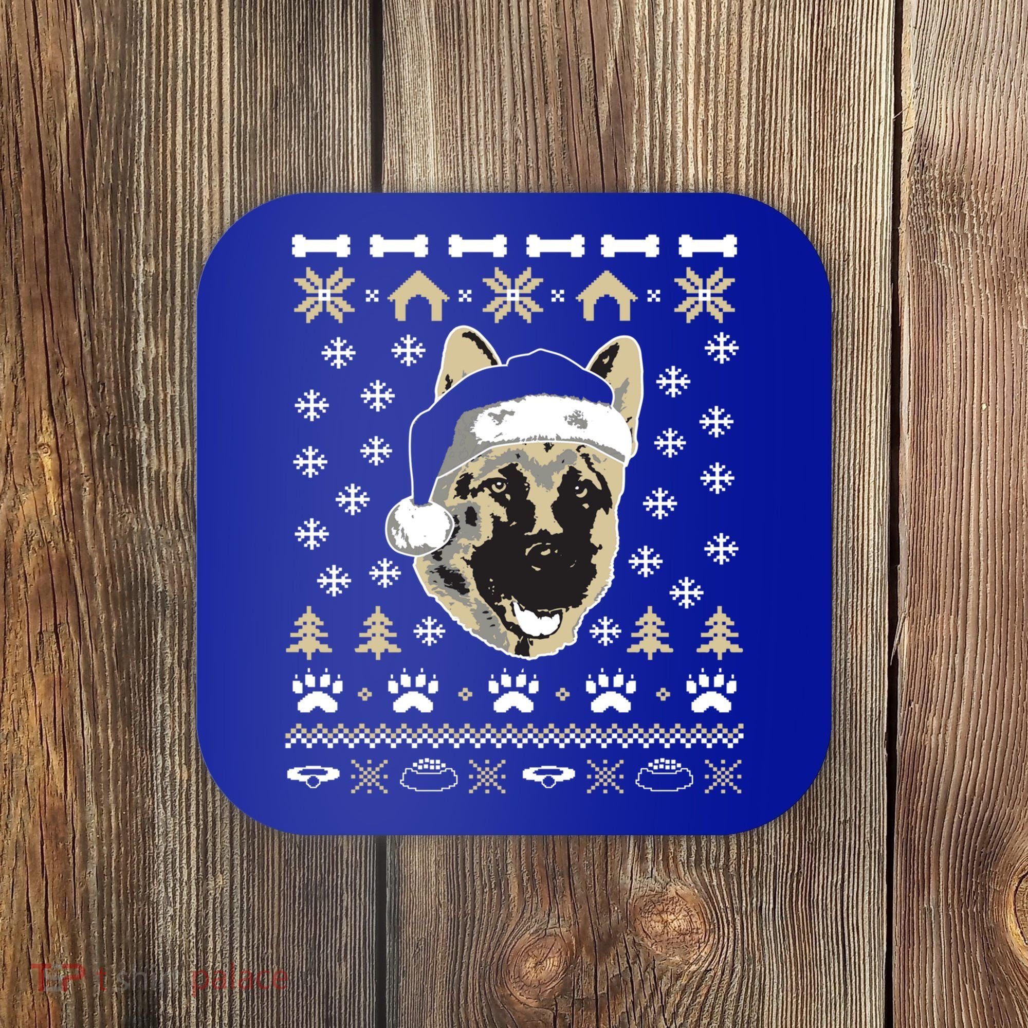 Ger Shepherd Dog Ugly Christmas Sweater Xmas Coaster