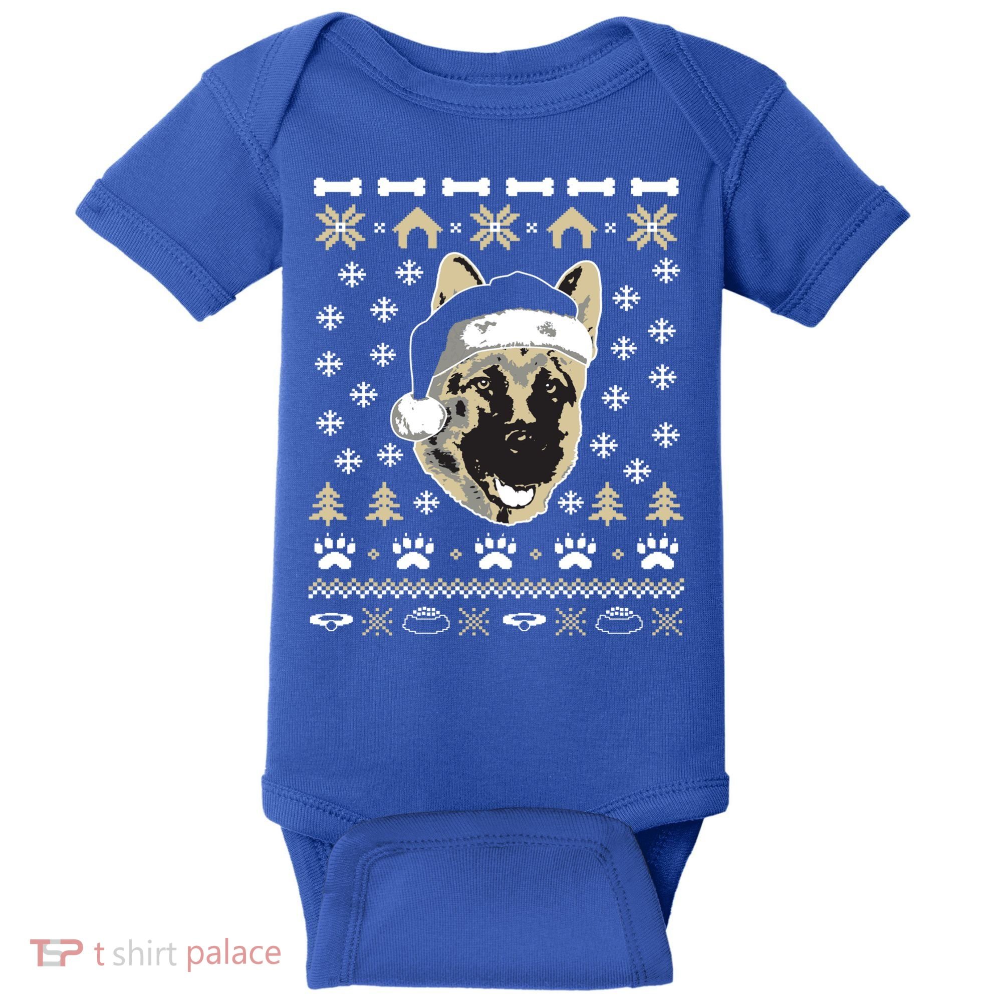 Ger Shepherd Dog Ugly Christmas Sweater Xmas Baby Bodysuit