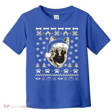 Ger Shepherd Dog Ugly Christmas Sweater Xmas Toddler T-Shirt