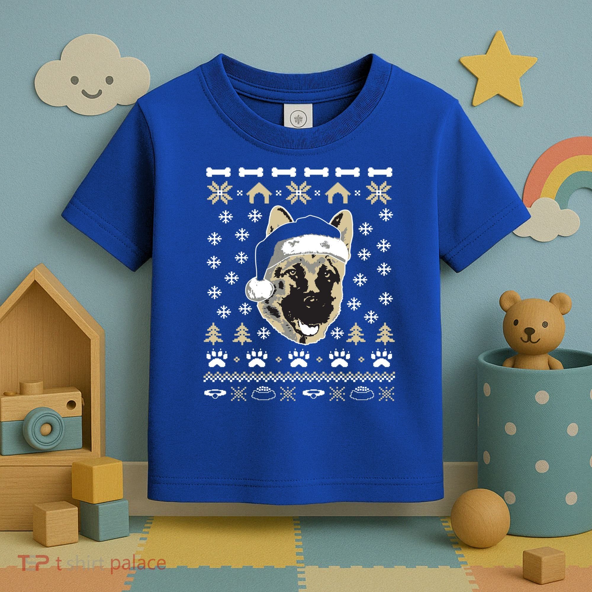 Ger Shepherd Dog Ugly Christmas Sweater Xmas Toddler T-Shirt