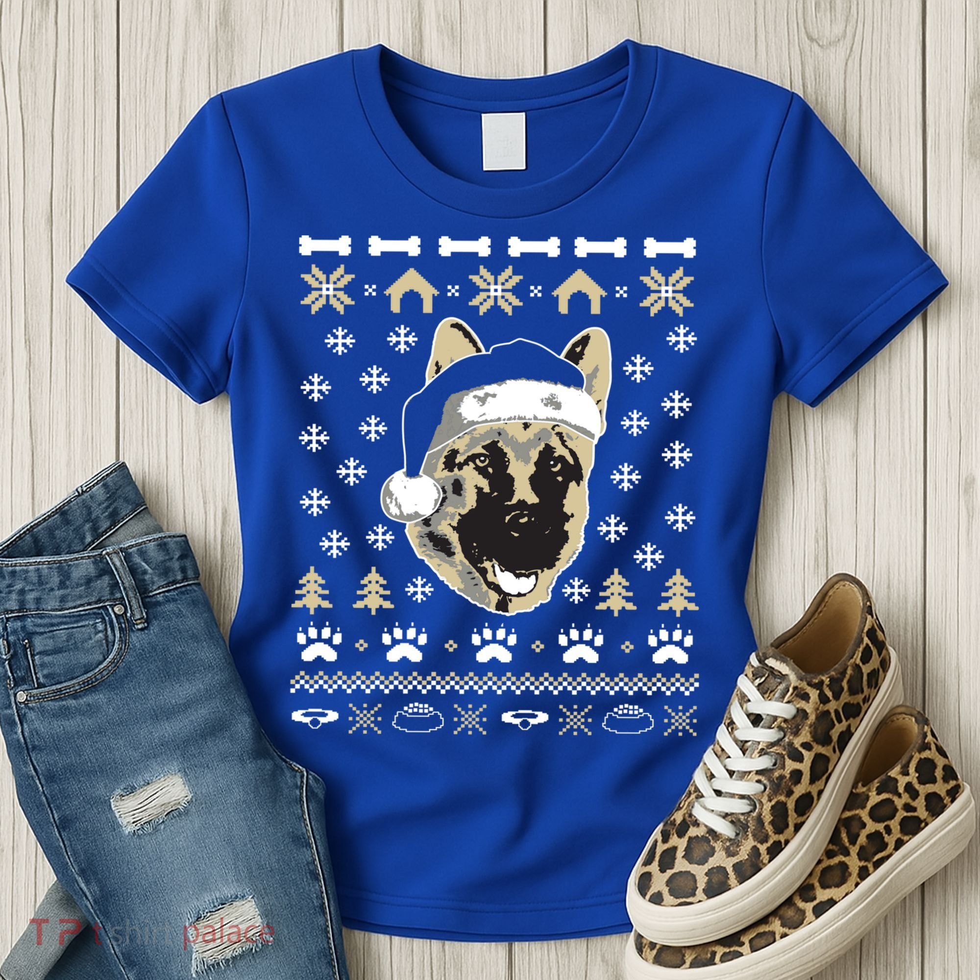 Ger Shepherd Dog Ugly Christmas Sweater Xmas Women's T-Shirt