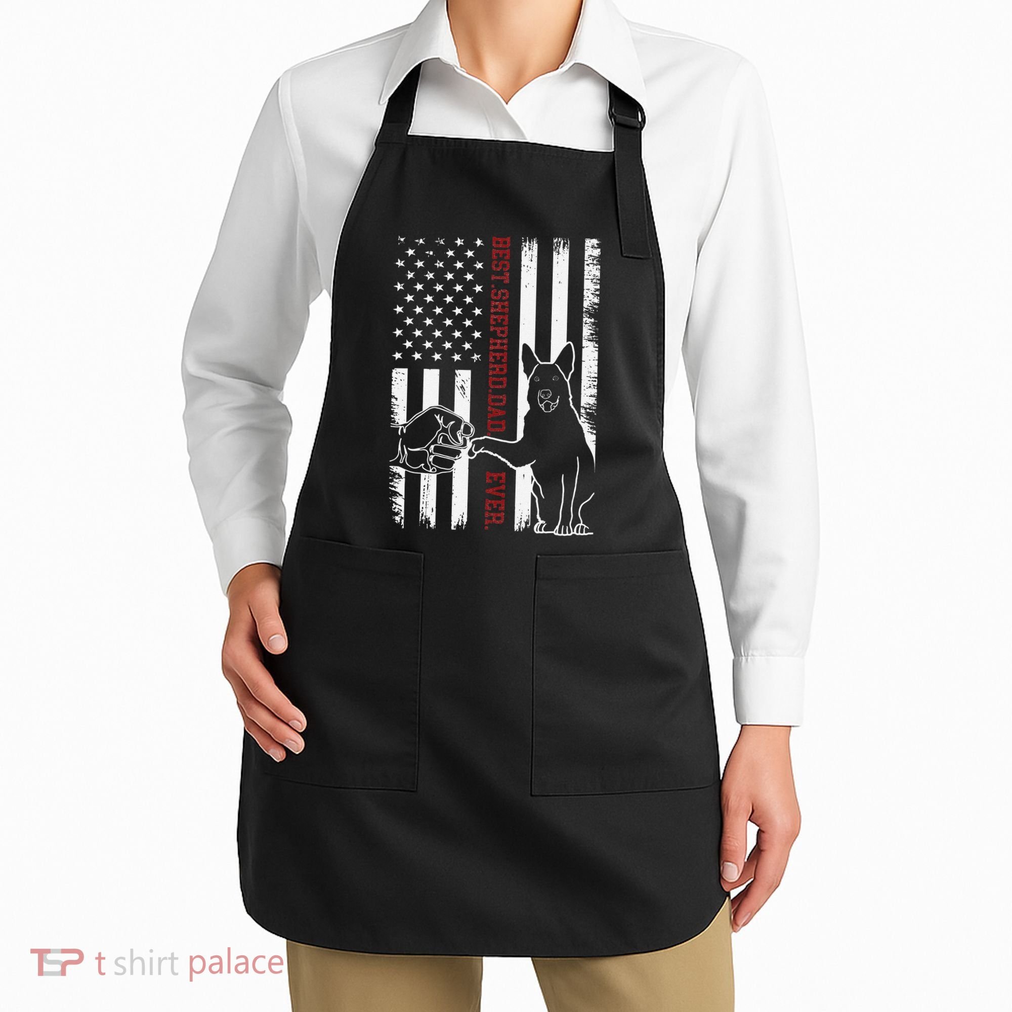 German Shepherd Dad Dog American Flag Apron