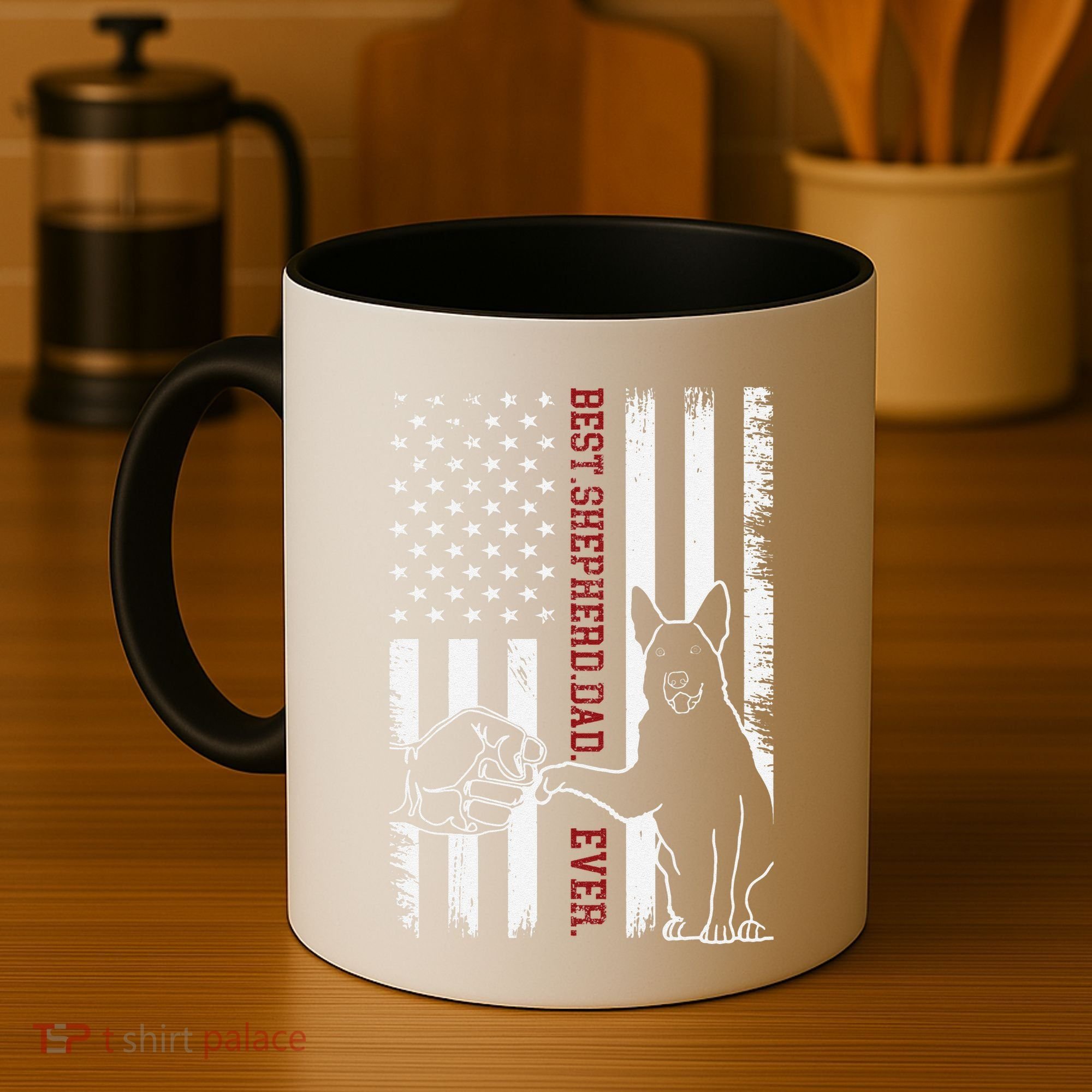 German Shepherd Dad Dog American Flag Coffee Mug