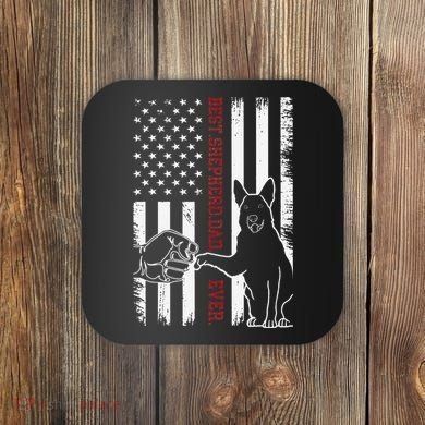 German Shepherd Dad Dog American Flag Coaster